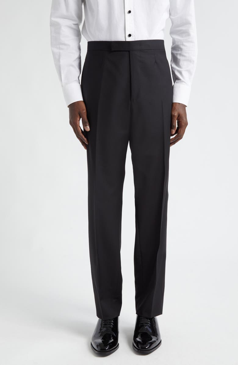 ZEGNA Wool & Mohair Tuxedo Trousers, Main, color, Black