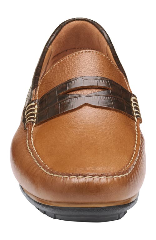 Johnston & Murphy Cort 2.0 Bit Loafer In Tan Full Grain/dark Brown Croc