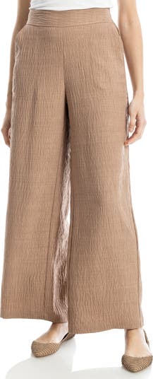 Textured Woven Wide Leg Pants