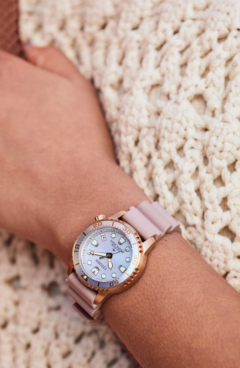 Citizen Promaster Sea Polyurethane Strap Watch, 36.5mm, Alternate, color, Pink