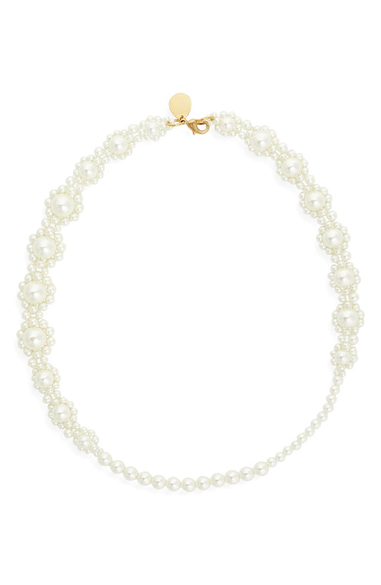 Simone Rocha Daisy Imitation Pearl Necklace, Main, color,