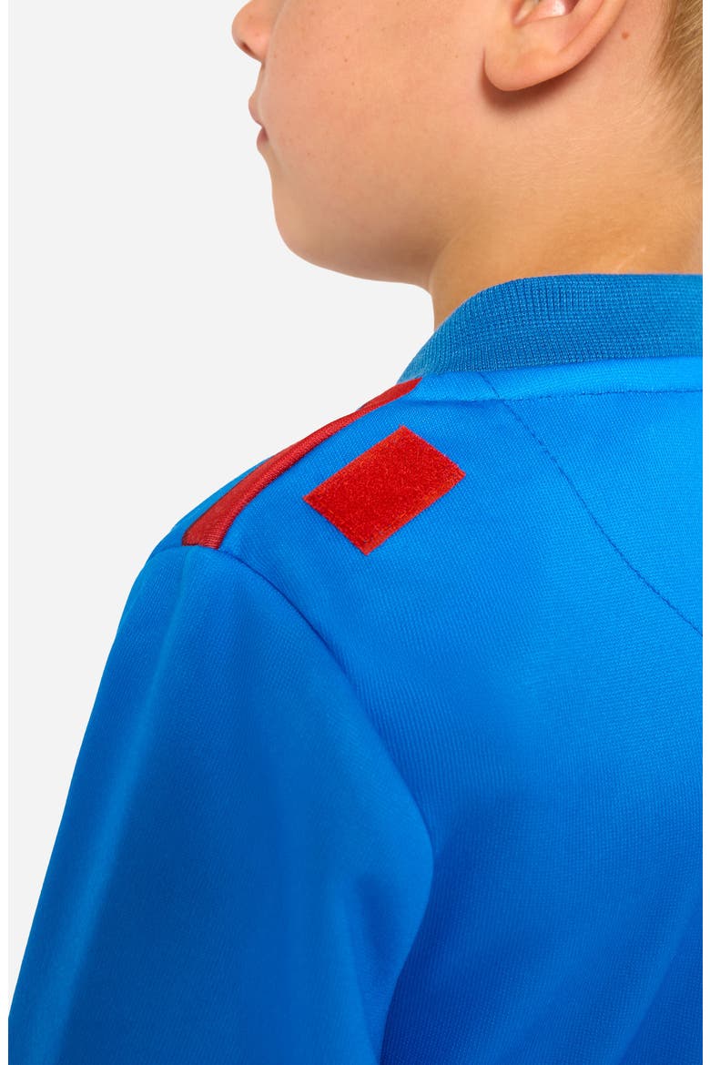Kids' Superman One-Piece Hooded Jumpsuit, Alternate, color, BLUE