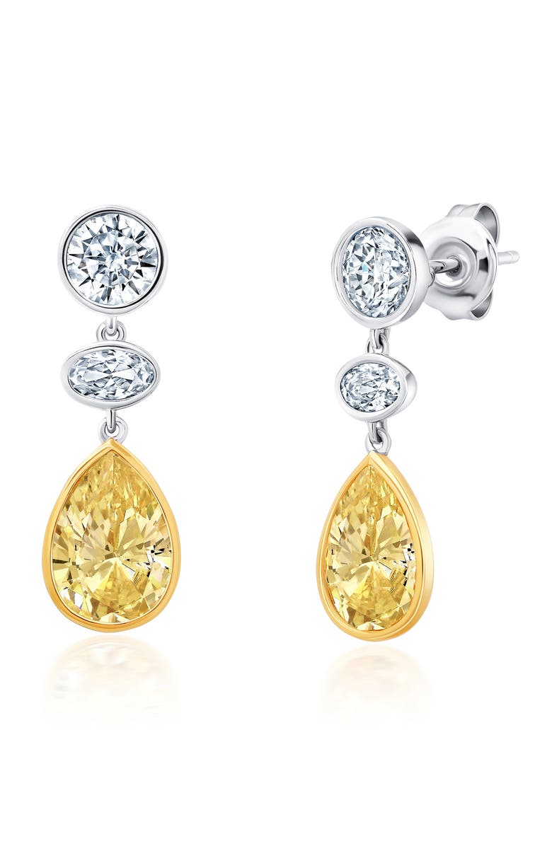 Crislu Canary Luster Drop Earrings, Main, color, Pure Platinum/ Canary Stone