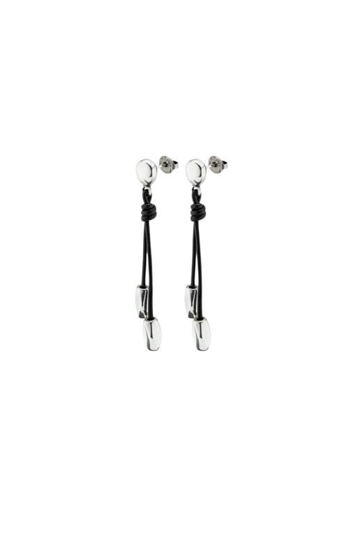 Unode50 Leather Beaded Drop Earrings In Blue