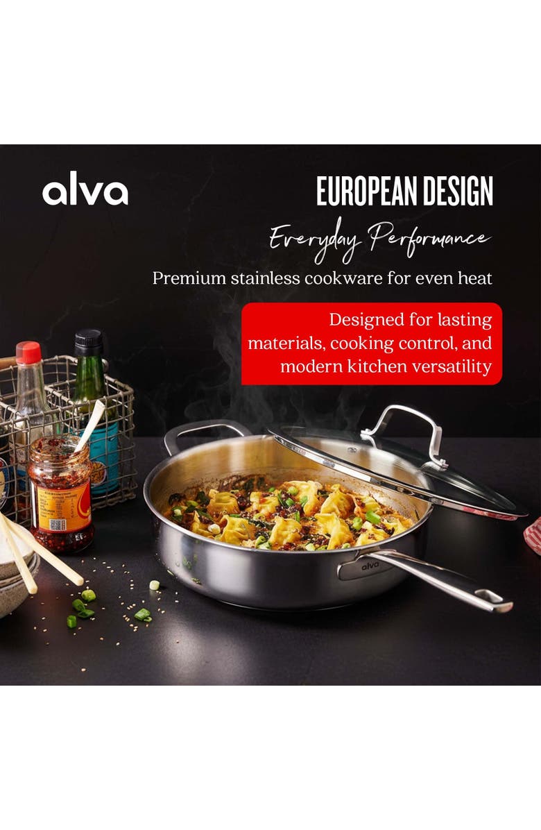 Alva Maestro 4QT 5-Ply Stainless Steel Saute Pan with Lid, Alternate, color, Stainless Steel