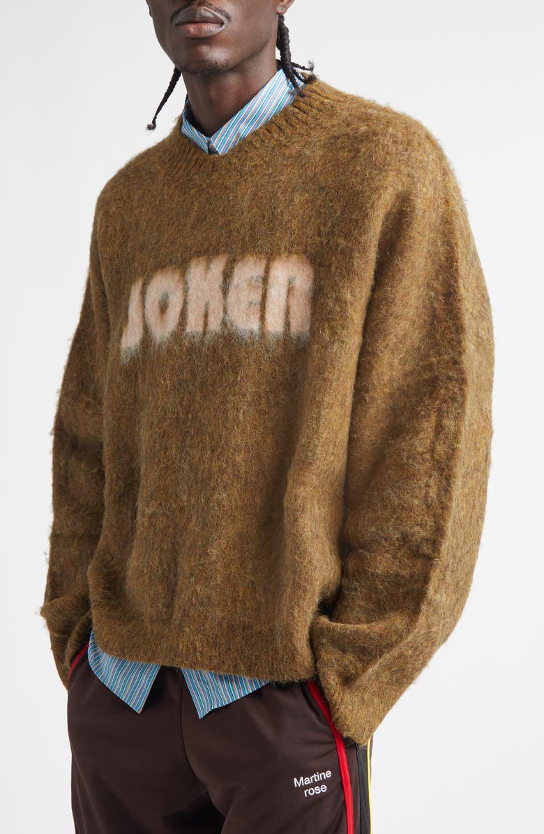 Martine Rose Joker Alpaca & Merino Wool Blend V-Neck Sweater, Alternate, color, Brown