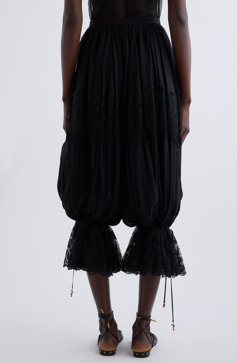 Chloé Lace Trim Silk Crop Pants, Alternate, color, Black