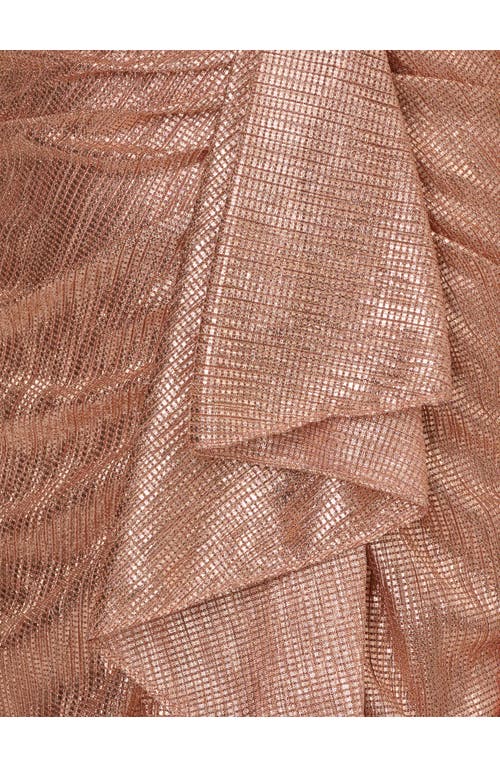 Shop Adrianna Papell Metallic Foil Gown In Rose Gold