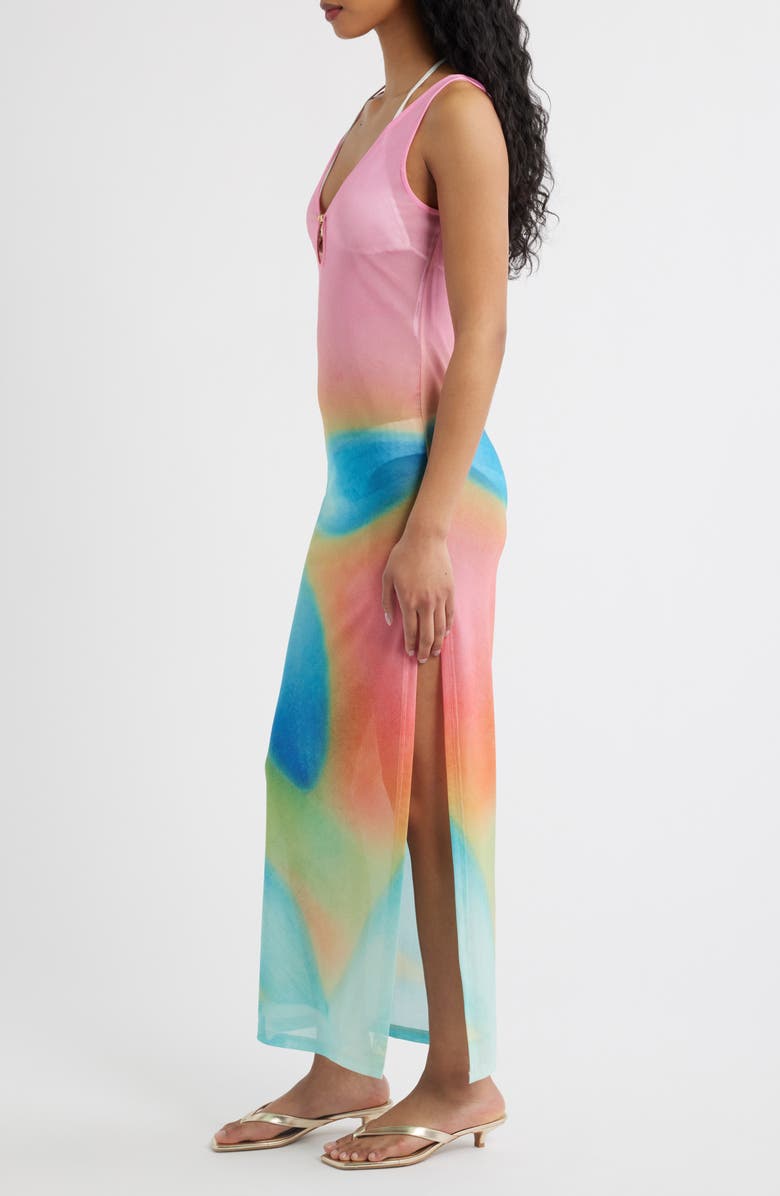 Kulani Kinis Plunge Mesh Maxi Dress, Alternate, color, Afterglow