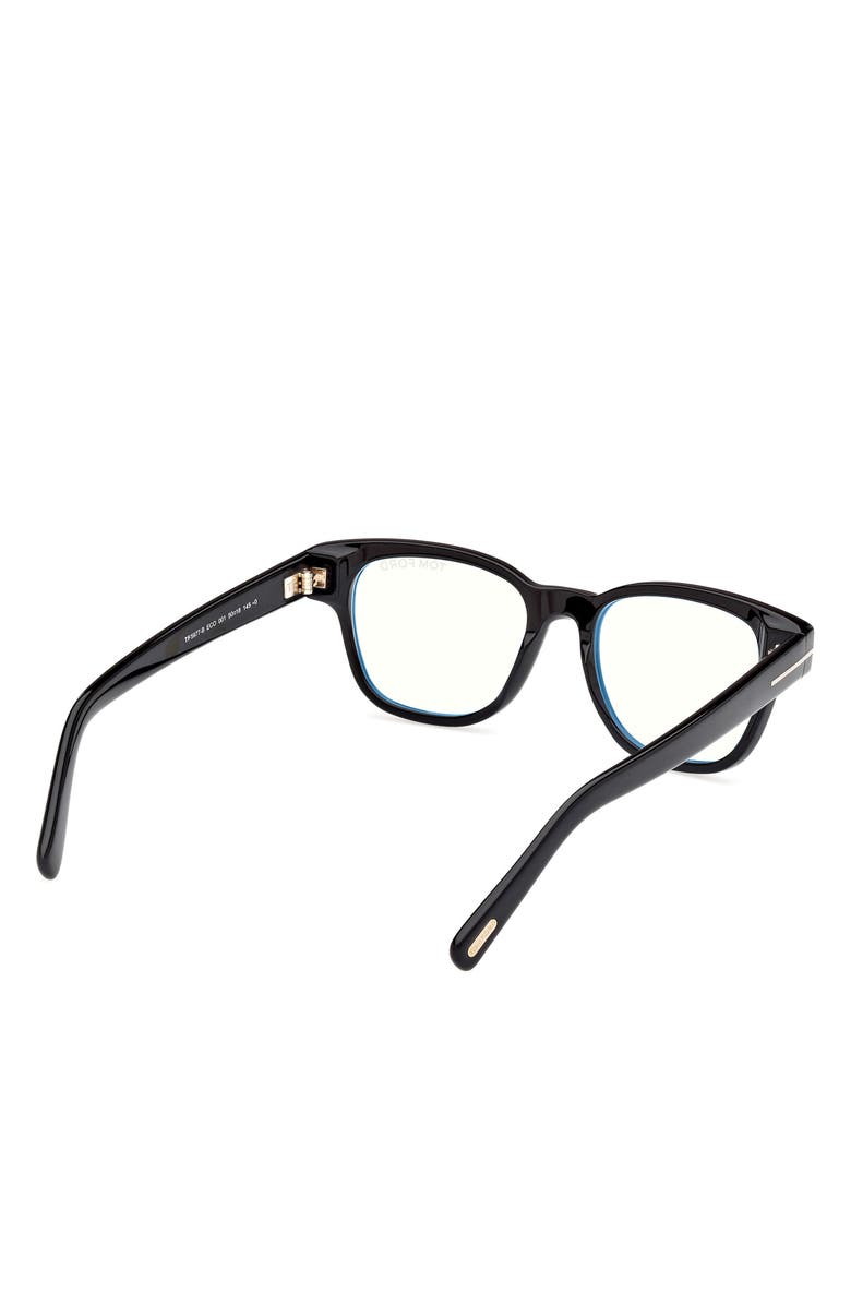 TOM FORD 50mm Square Blue Light Blocking Glasses, Alternate, color, Black Eco / T Logo