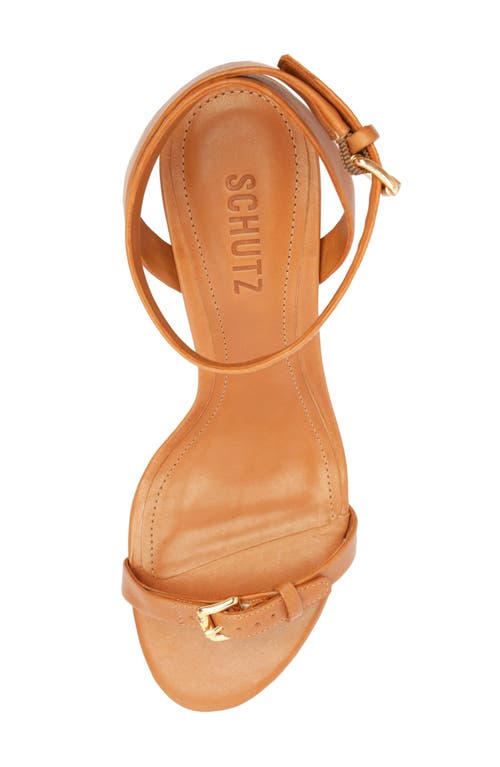 Schutz Aurora Mid Ankle Strap Sandal In Cuoio Brown