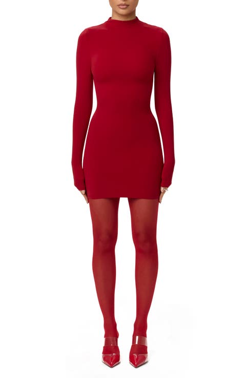 Long Sleeve Mock Neck Minidress