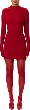 Naked Wardrobe Long Sleeve Mock Neck Minidress