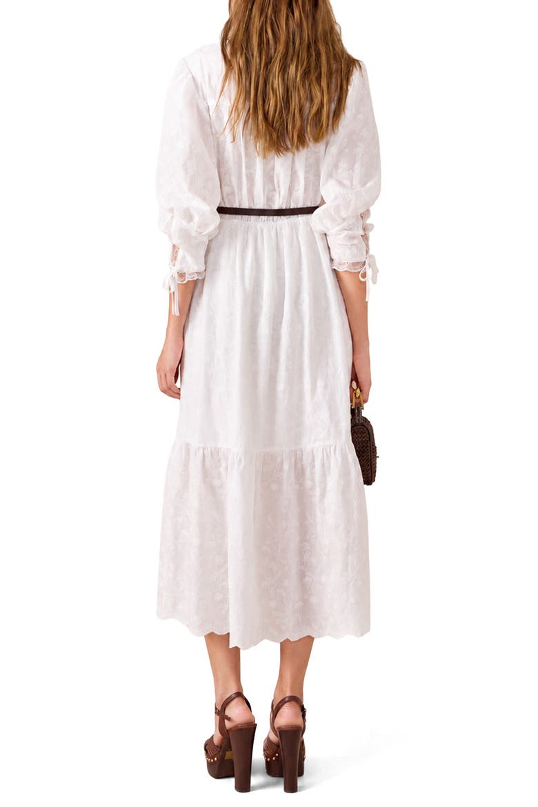 Ruffle Collar Puff Sleeve Maxi Dress, Alternate, color, WHITE
