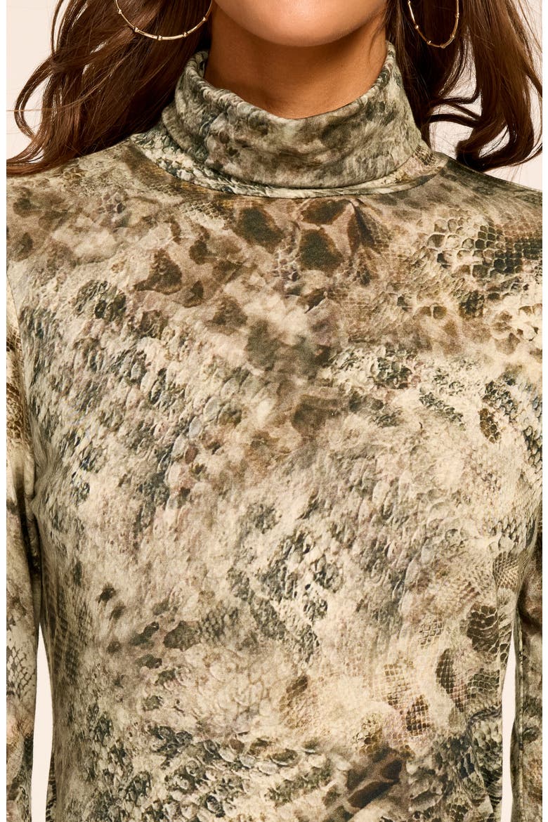 Thea Mock Neck Long Sleeve Top, Alternate, color, BONE PYTHON