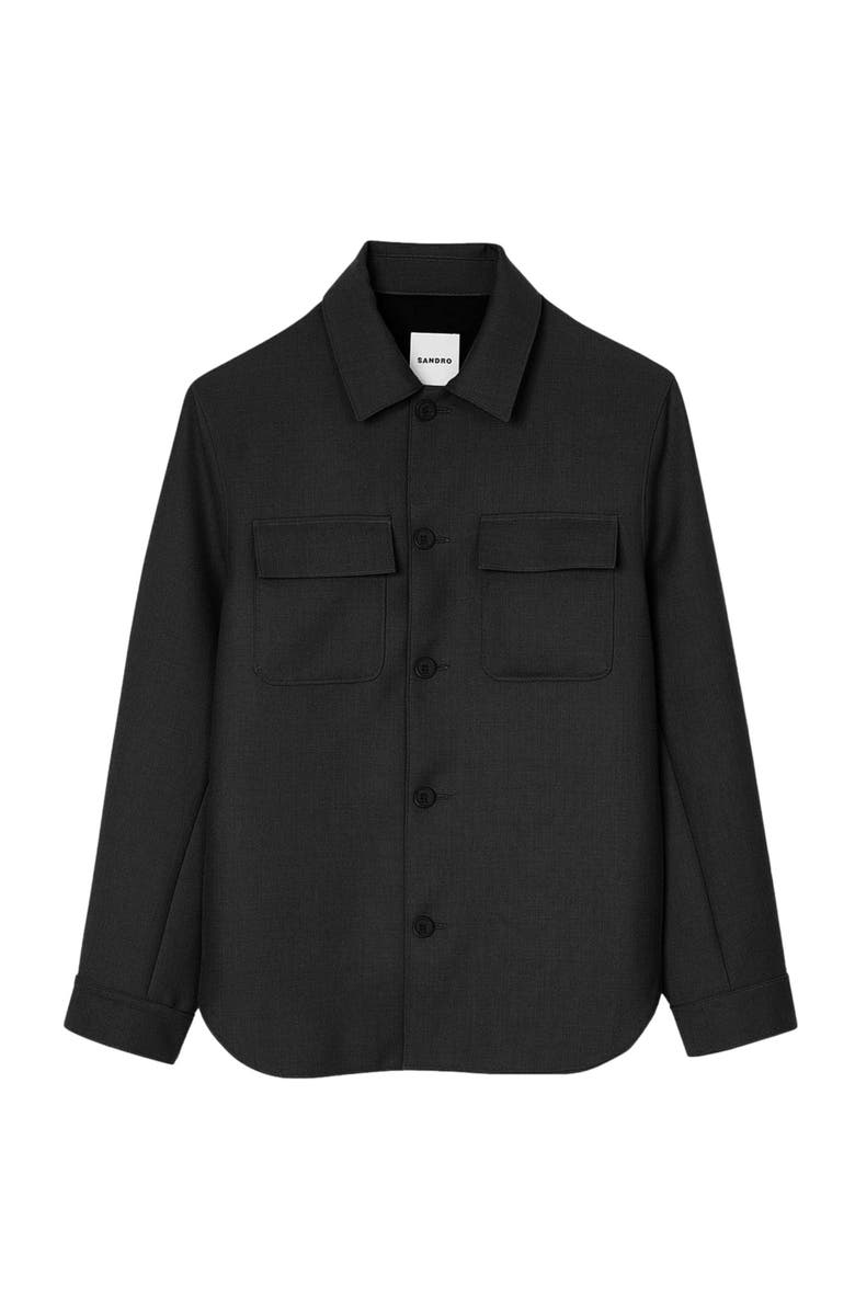 SANDRO Buttoned overshirt, Alternate, color, Black