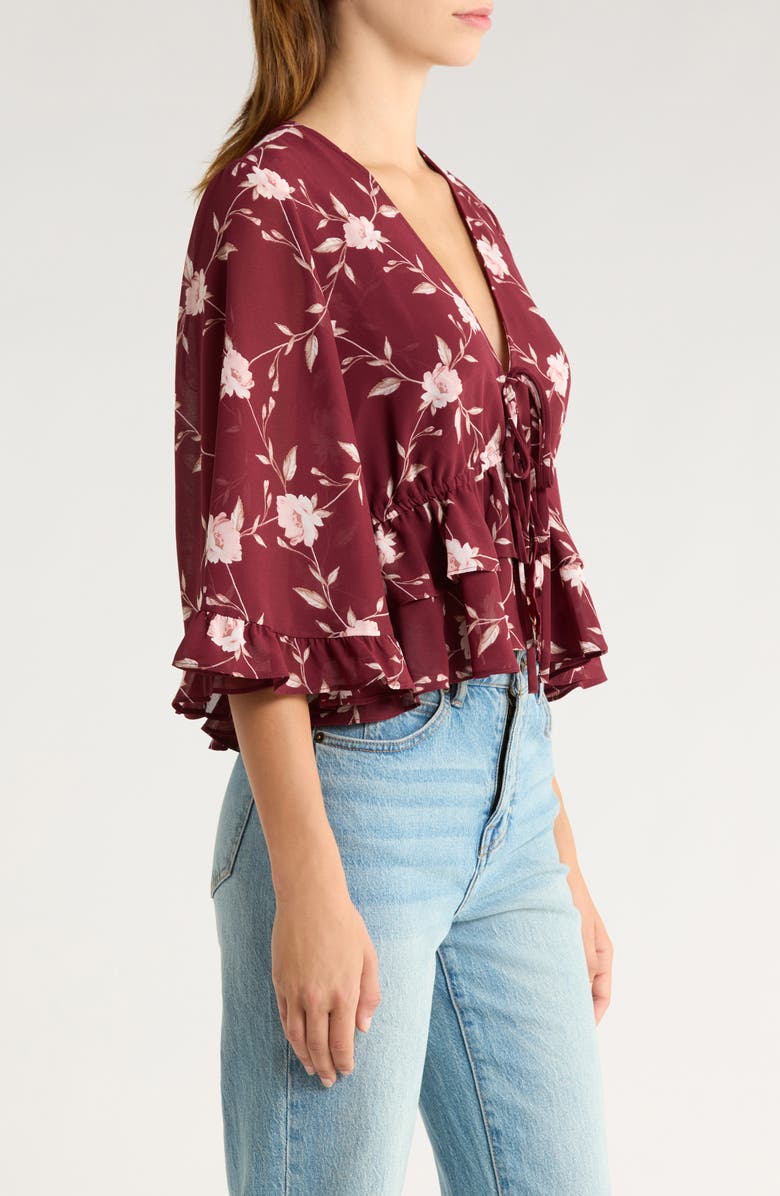 WAYF Free Spirit Top, Alternate, color, Burgundy Lattice