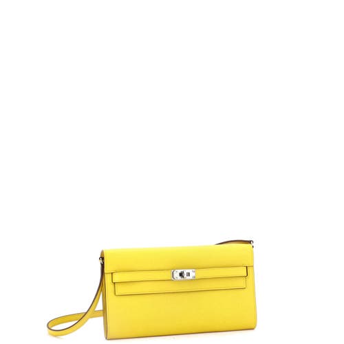 Pre-owned Hermes  Hermes Kelly To Go Wallet Evercolor In Green