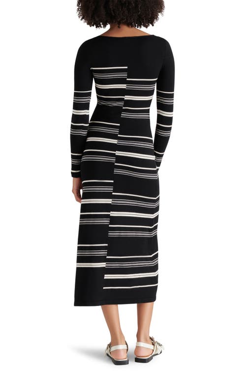 STEVE MADDEN STEVE MADDEN RAYSSA MIXED STRIPE LONG SLEEVE MIDI SWEATER DRESS 