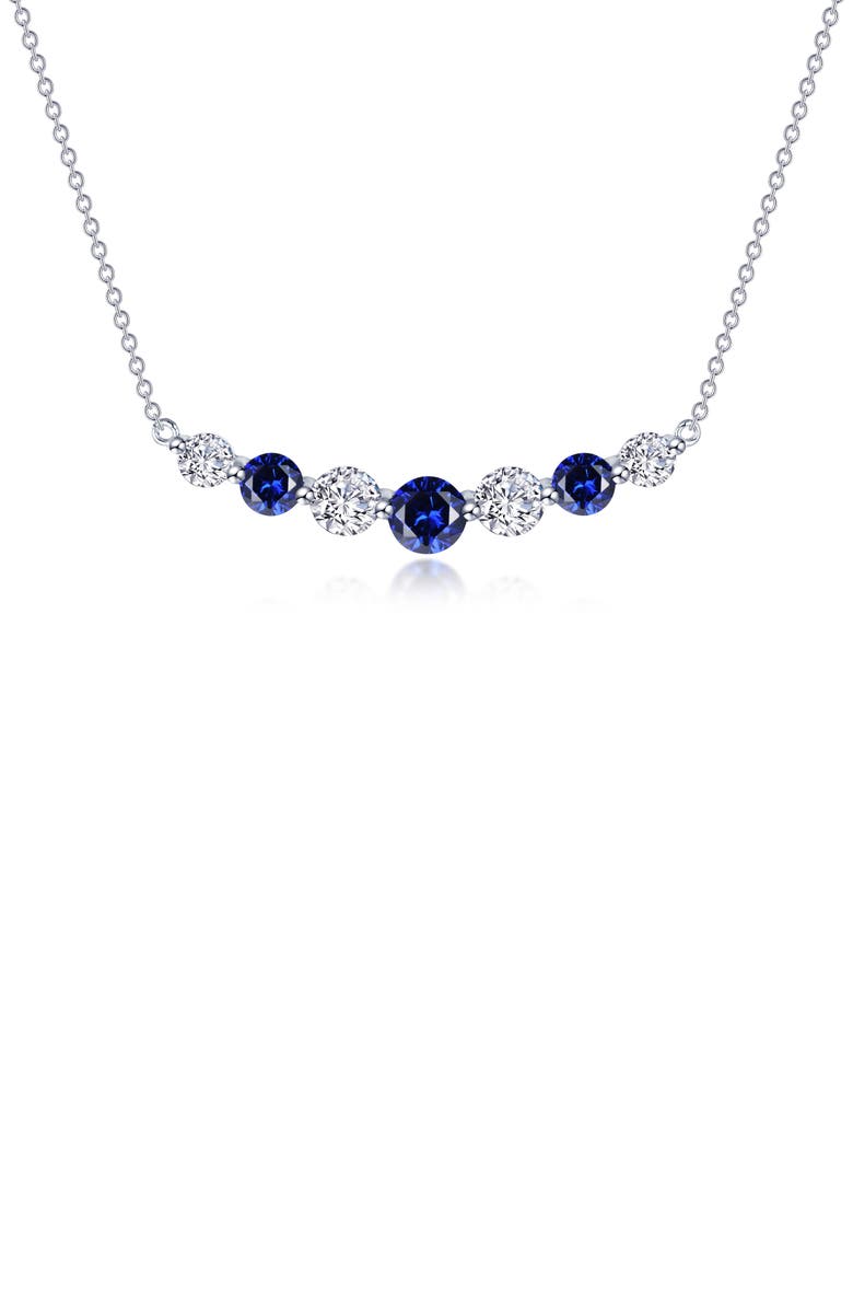 Lafonn Symbols of Joy Lab Created Sapphire & Simulated Diamond Bar Pendant Necklace, Main, color,