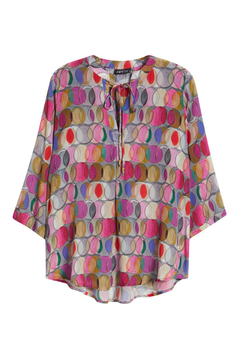 Print Tassel Split Neck Chiffon Top, Alternate, color, MULTI