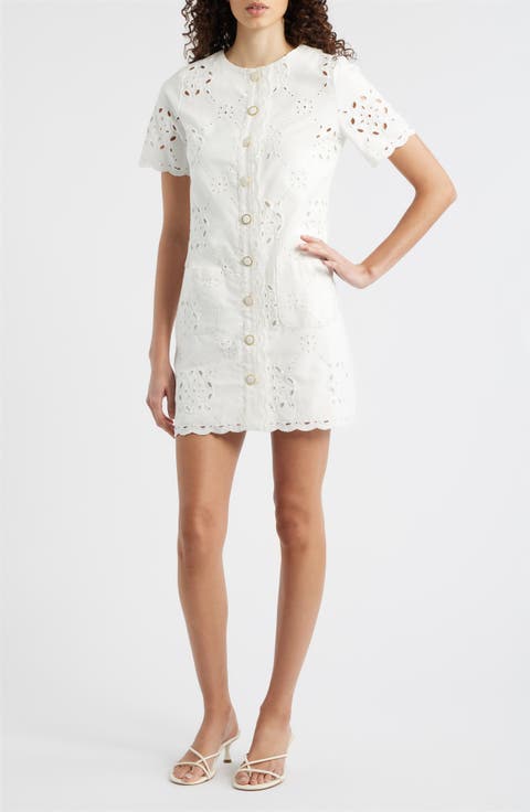 Punch Out Cotton Eyelet Shift Minidress