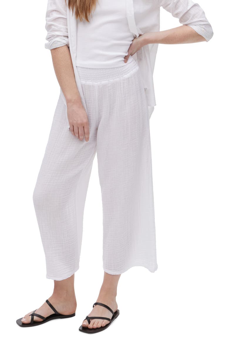 Medina Smocked Waist Wide Leg Pants, Alternate, color, WHITE