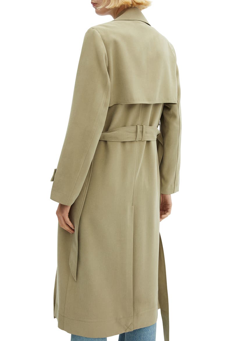 Water Repellent Flowy Lapel Trench Coat, Alternate, color, KHAKI GREEN