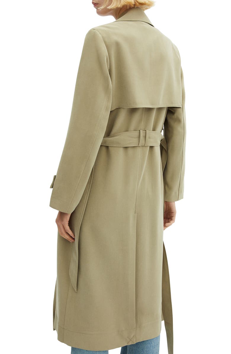 MANGO Water Repellent Flowy Lapel Trench Coat, Alternate, color,