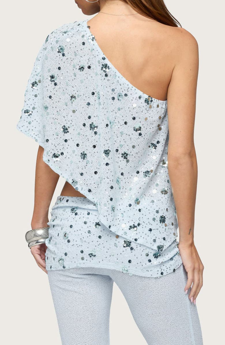EDIKTED Zephyra Sequin One-Shoulder Top, Alternate, color,