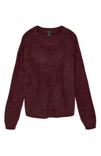 Vero Moda Eyelash Puff Sleeve Sweater In Burgundy