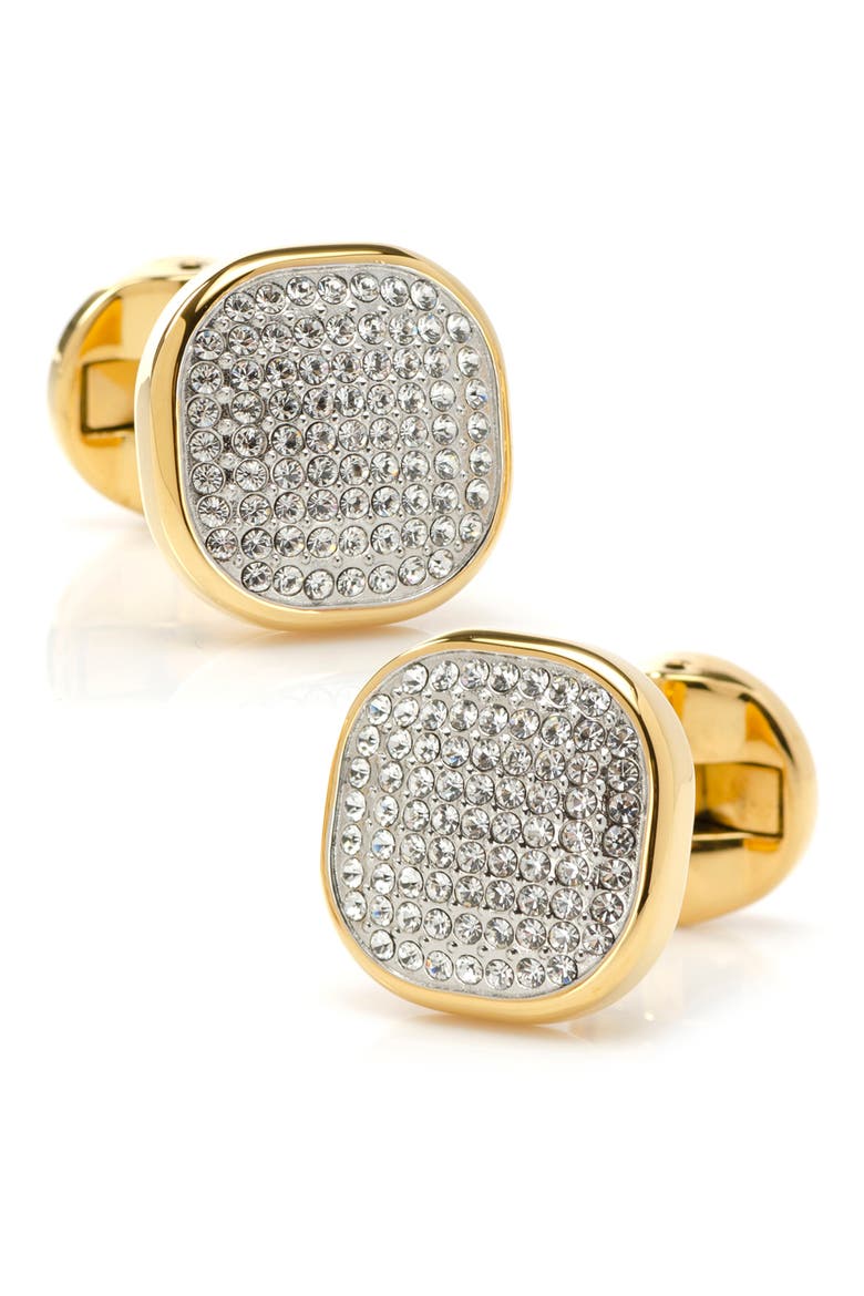 Pavé Crystal Cuff Links, Alternate, color, GOLD