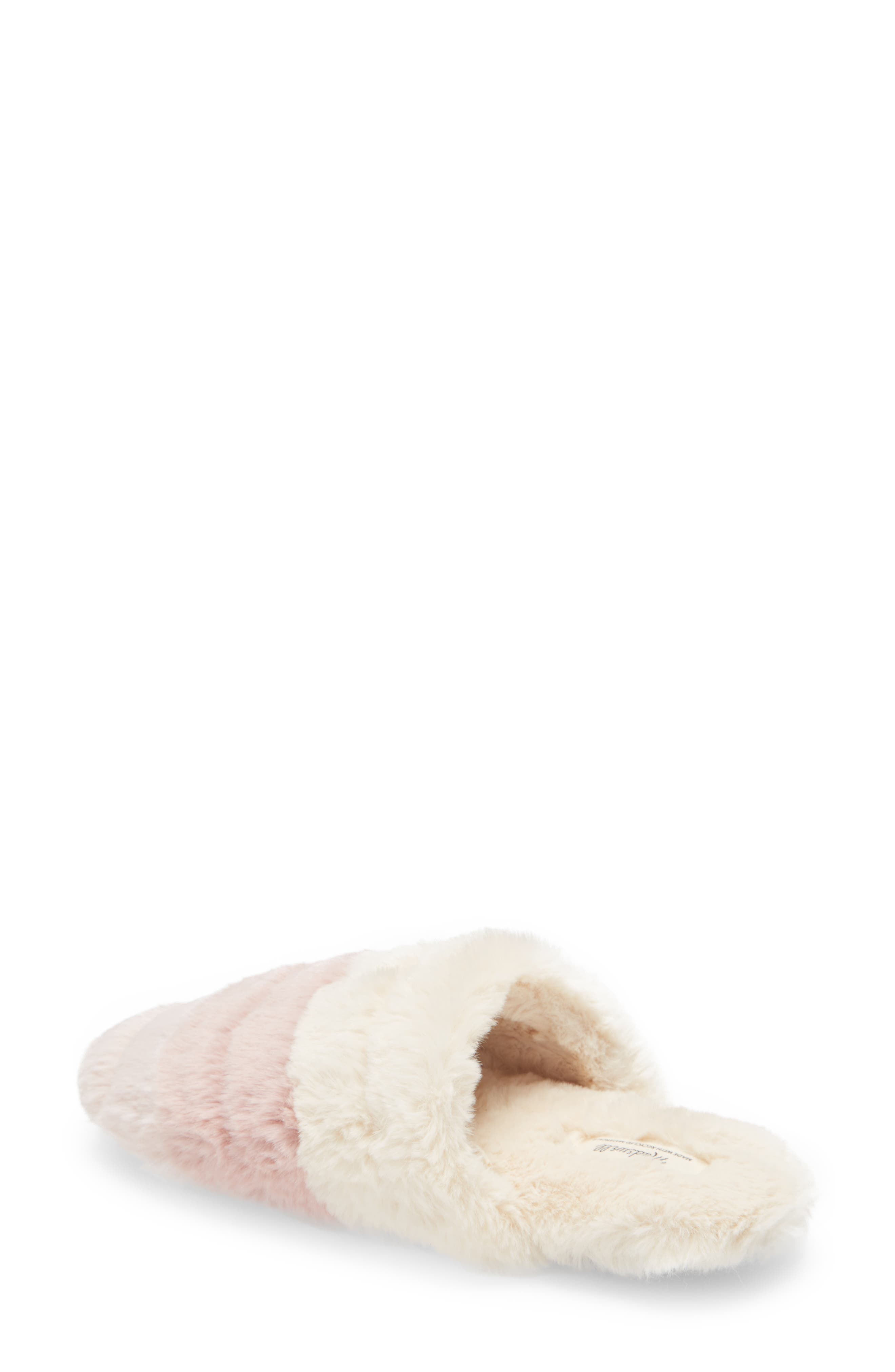 Recycled Faux Fur Quilted Scuff Slippers, Alternate, color, DUSTY BLUSH MULTI