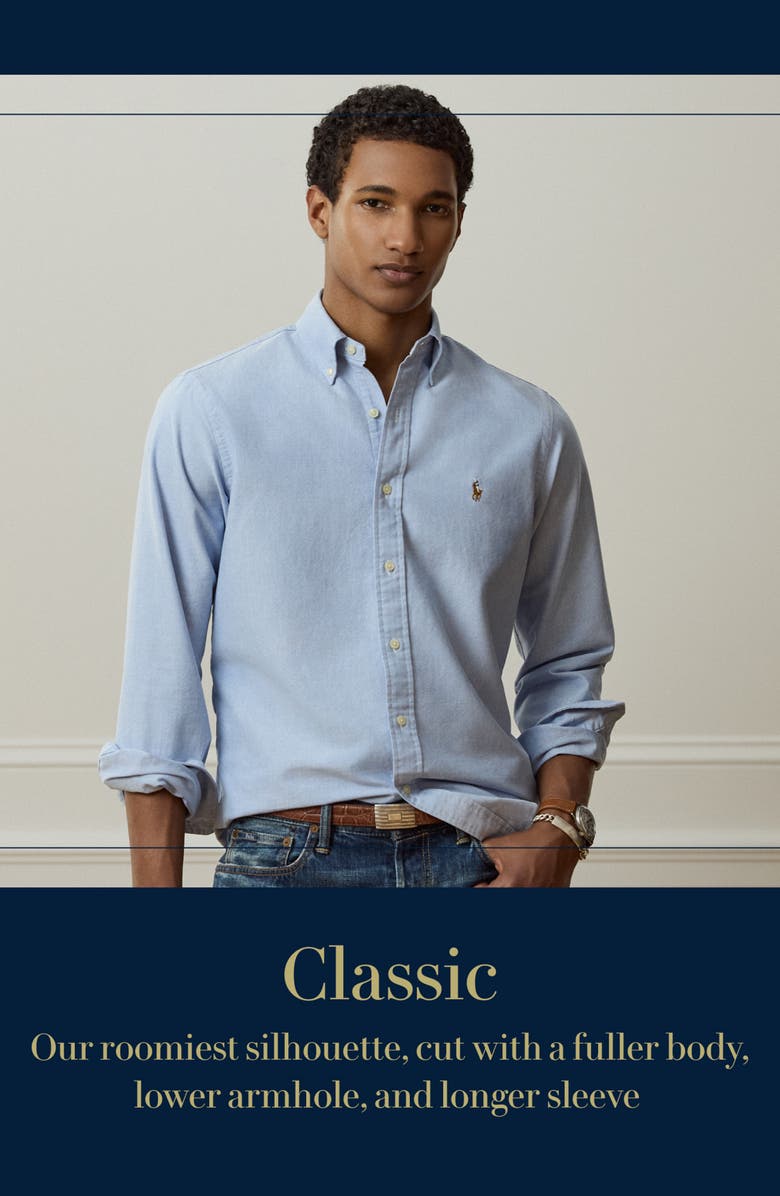 Polo Ralph Lauren Classic Fit Solid Green Button-Down Oxford Shirt, Main, color, Summer Emerald