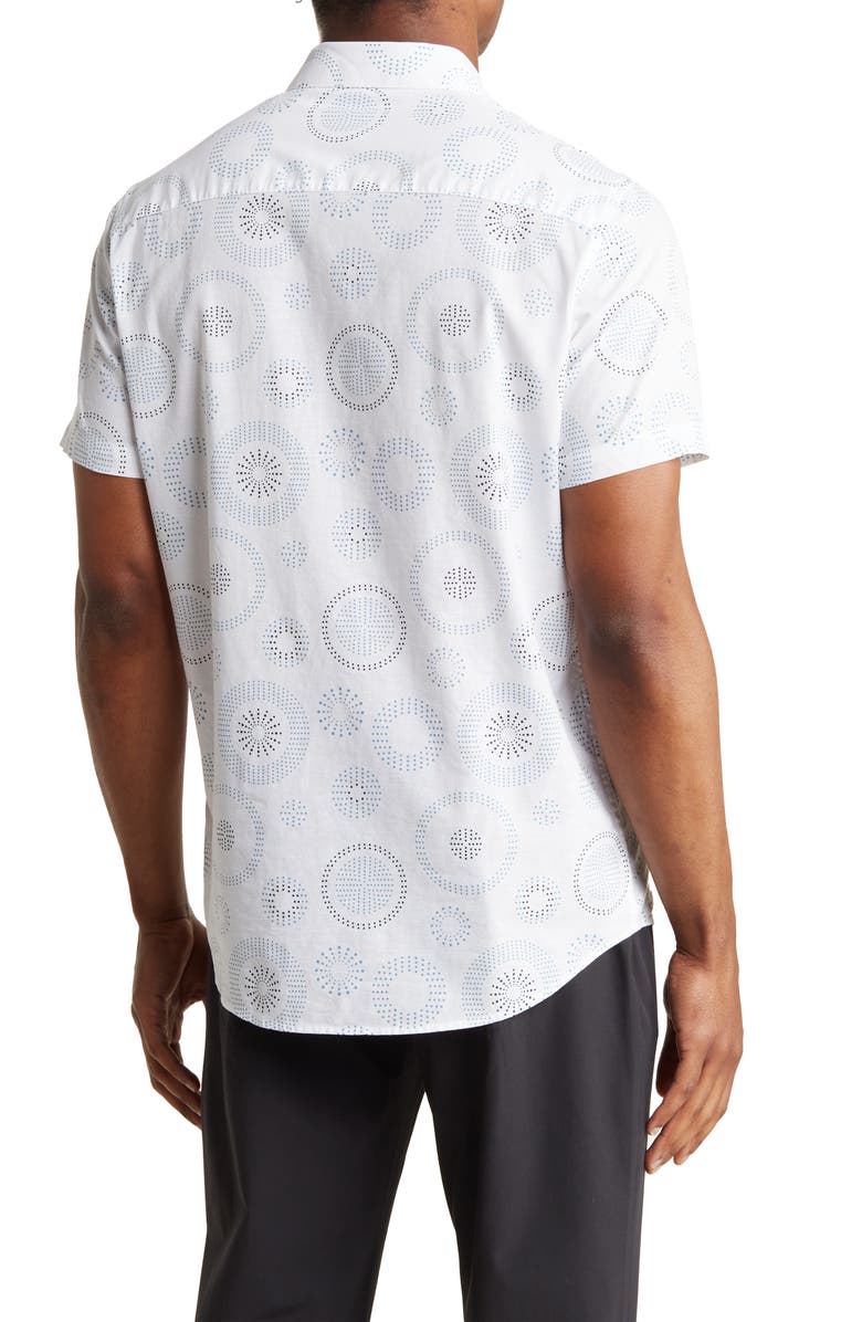 TravisMathew Shady Canyon Circle Print Short Sleeve Button-Up Shirt, Alternate, color,