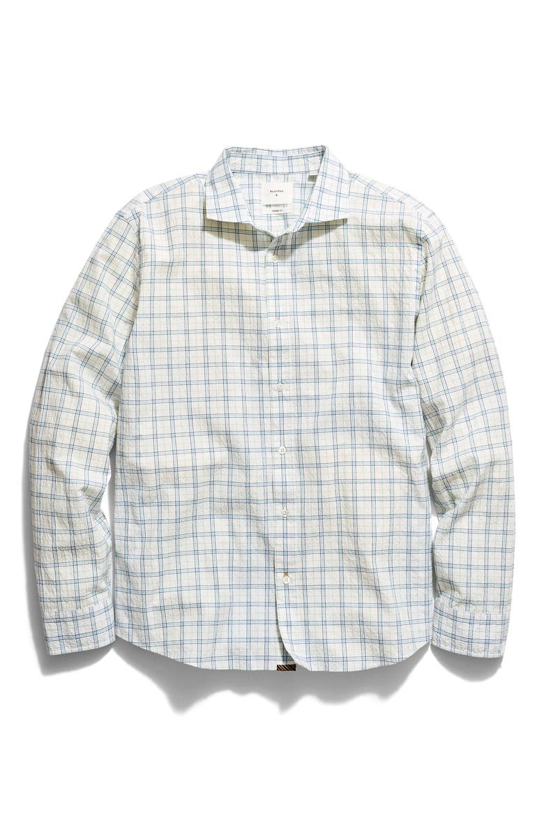 Seersucker Plaid Stretch Cotton Button-Up Shirt, Alternate, color, WHITE