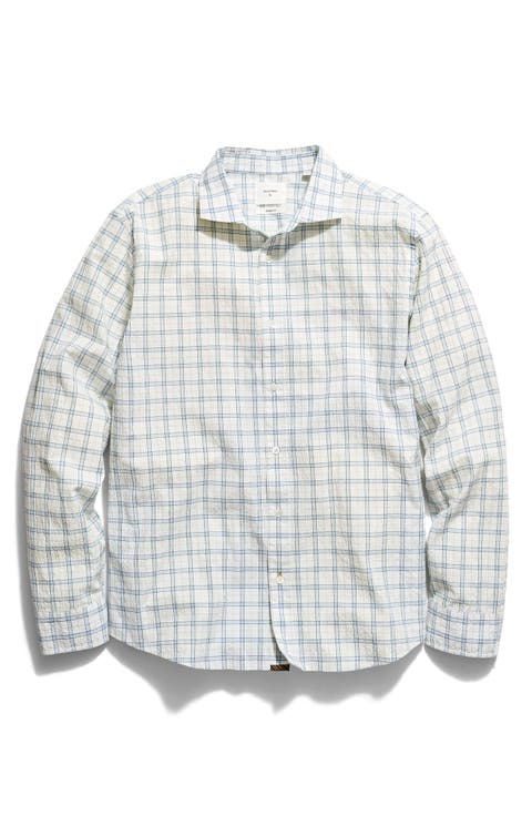 Seersucker Plaid Stretch Cotton Button-Up Shirt