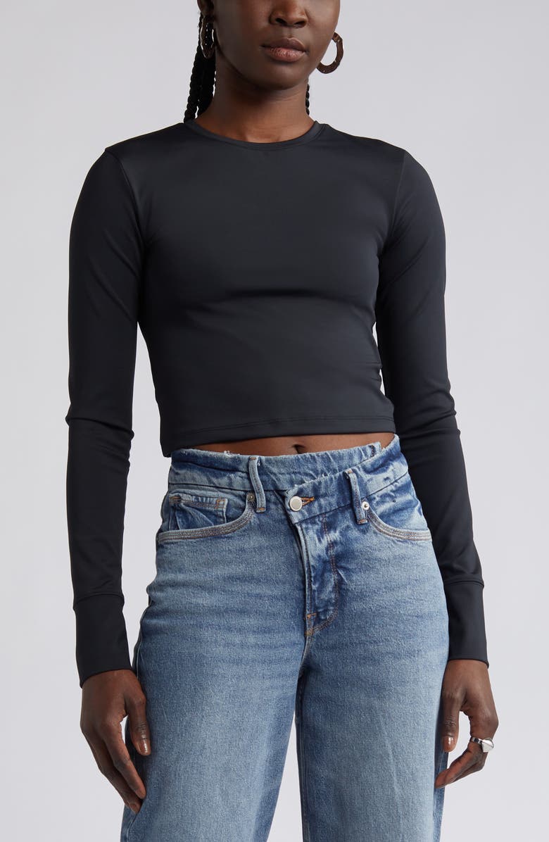 Open Edit Long Sleeve Crop T-Shirt, Main, color,