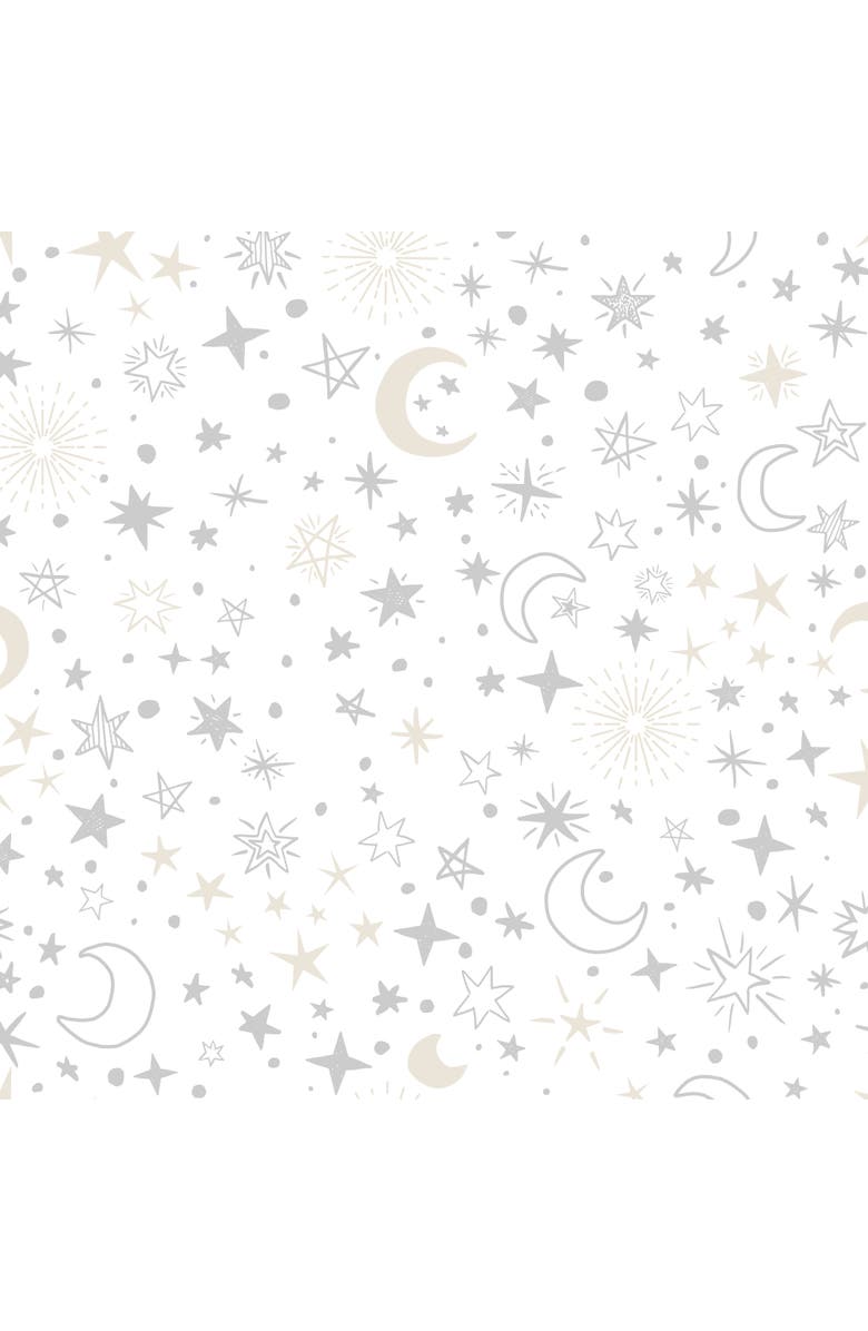 Lambs & Ivy Goodnight Moon 100% Cotton Fitted Crib Sheet - Moon/Stars, Alternate, color, White