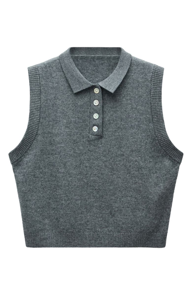 MANGO Wool Polo Sweater Vest, Alternate, color,