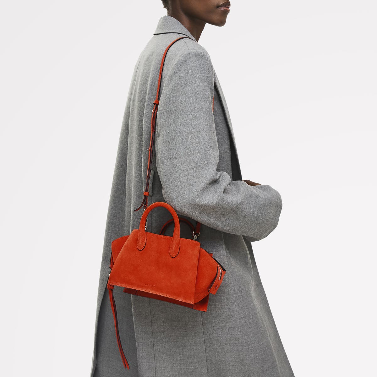 Radley The Romilly - Suede Small Ziptop Satchel Bag, Alternate, color, Flame