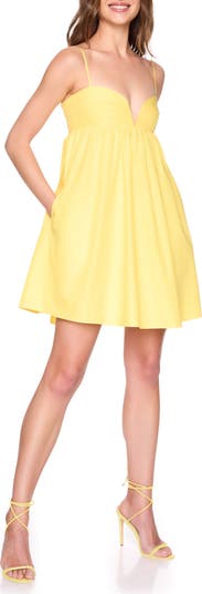 Plunge Neck Babydoll Dress
