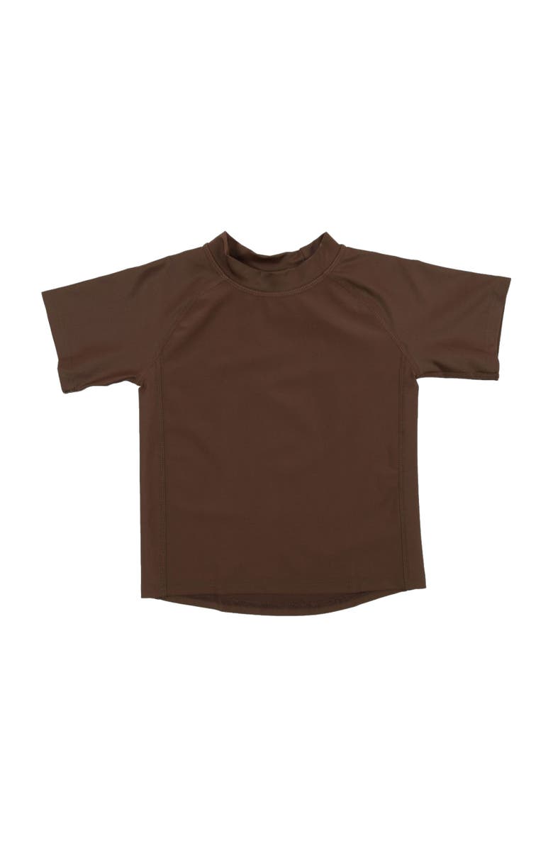 Leveret Kids Short Sleeve Rash Guard, UPF 50+ Swim Shirt, Main, color, Brown