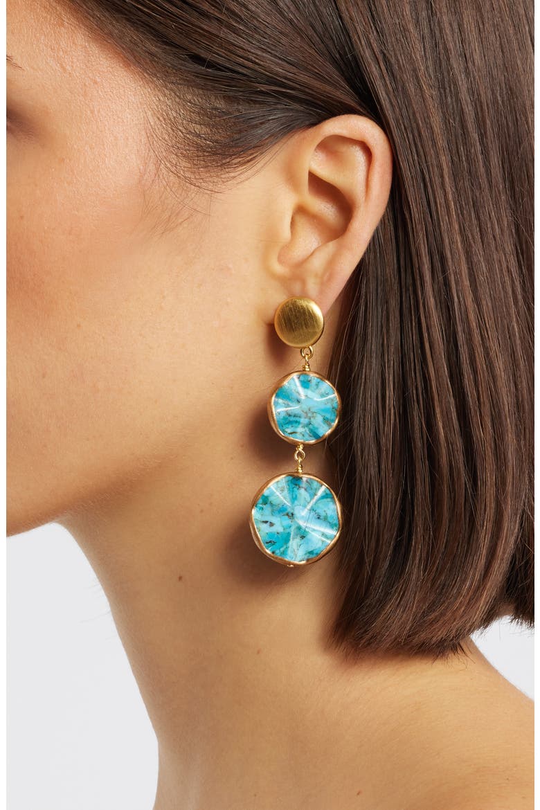 Wavy Turquoise Double Drop Earrings, Alternate, color, TURQUOISE