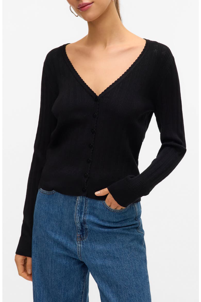 Willow Scallop Cardigan, Main, color, BLACK