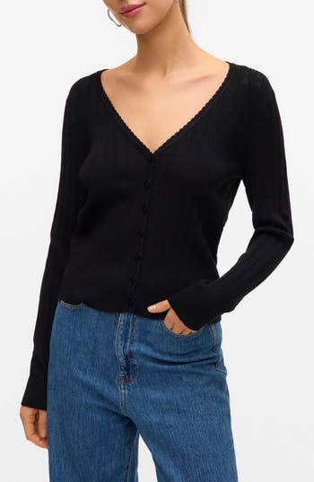Vero Moda Willow Scallop Cardigan In Black