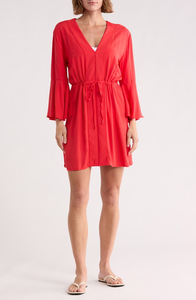 Maaji Joy Cover-Up Caftan Minidress, Main, color, Red