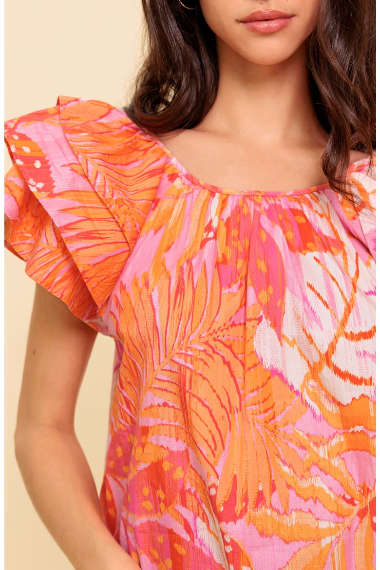 Print Woven Top, Alternate, color, PINK ORANGE