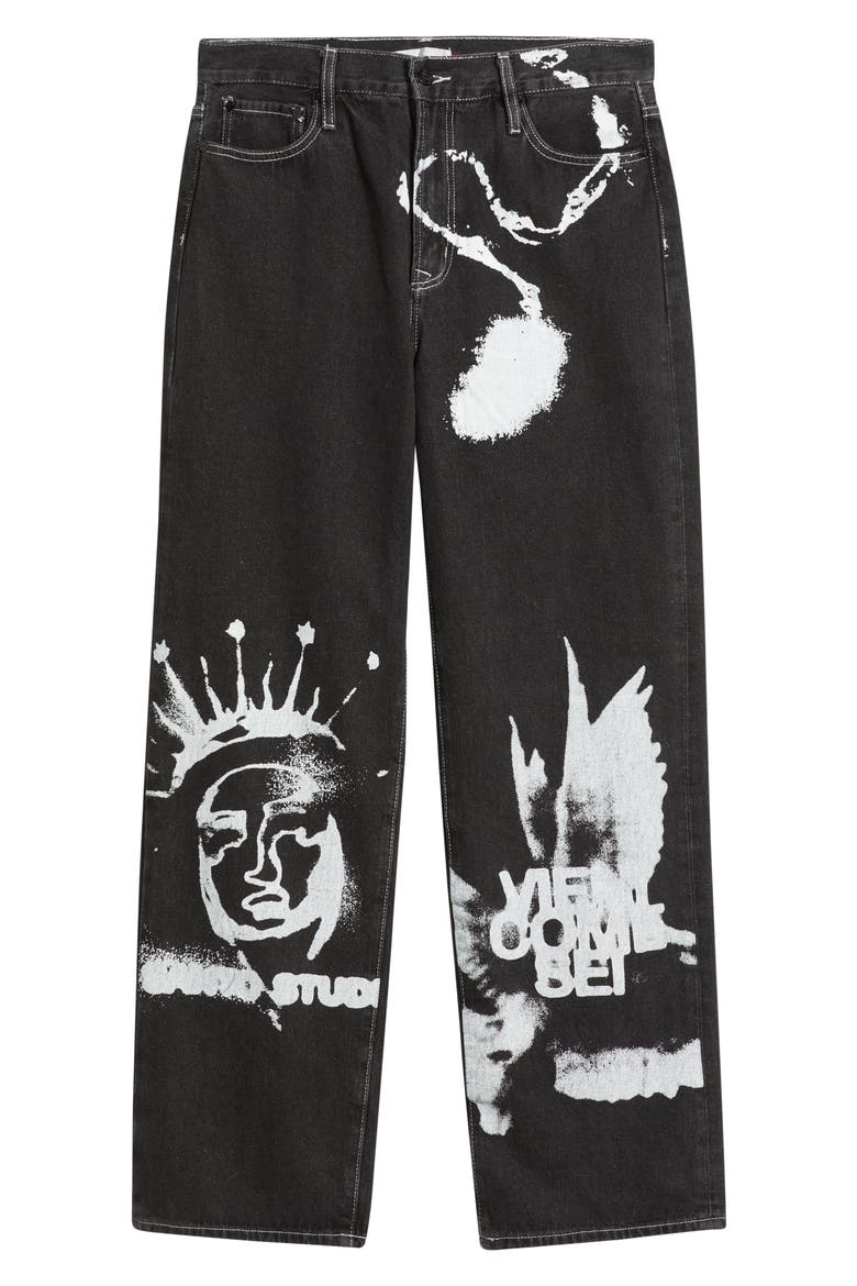 Medici Prato Graphic Baggy Jeans, Alternate, color, BLACK STONE WASHED