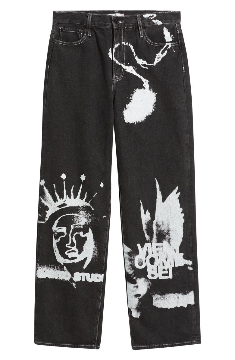 SANTO STUDIO Medici Prato Graphic Baggy Jeans, Alternate, color, Black Stone Washed